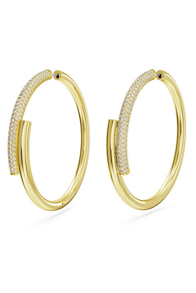 Swarovski Dextera halka küpeler, Beyaz, Altın rengi kaplama