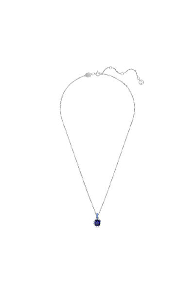 Swarovski Birthstone Kolye, Kare Kesim, Eylül, Mavi, Rodyum Kaplama