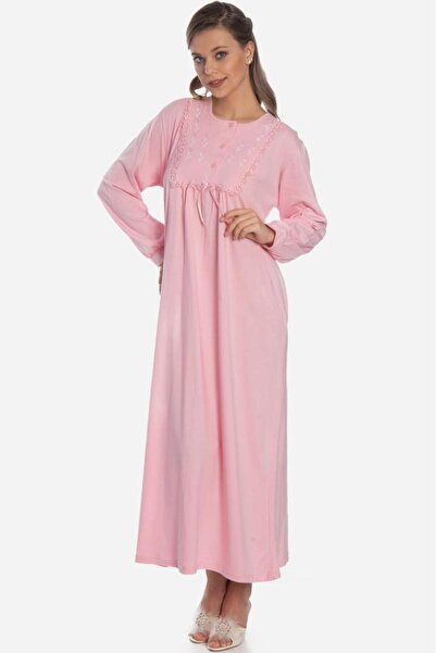 AKALA -dy %100 Pamuk Uzun Kollu Robalı Penye Gecelik 9004