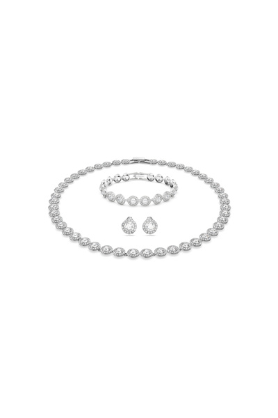 Swarovski Una Angelic Set, Set (3), Yuvarlak kesim, Beyaz, Rodyum kaplama