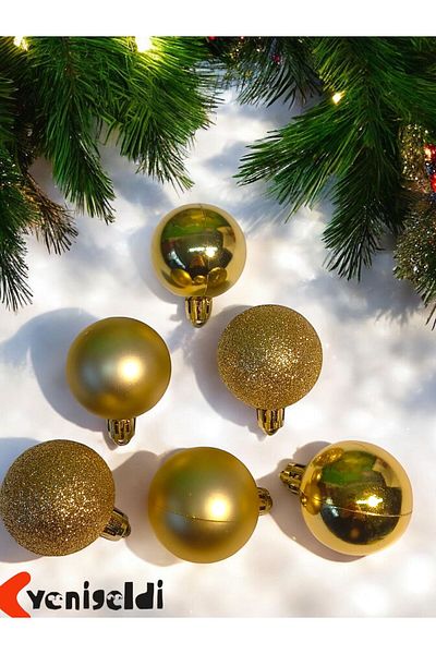 Yenigeldi Χρυσό Χρώμα 4 εκ. Πρωτοχρονιάτικη Μπάλα - Pine Tree T-45