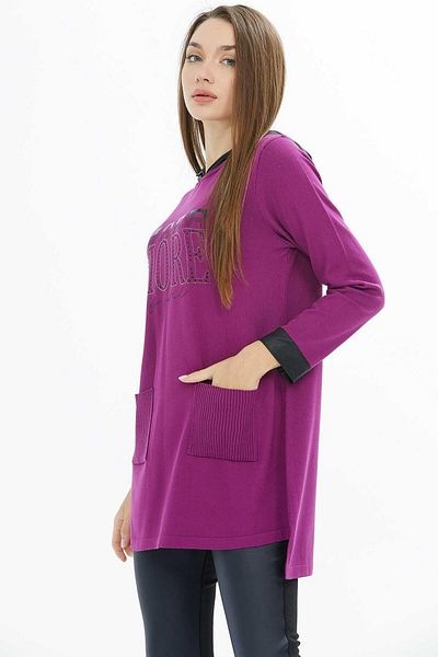 Two Mail Fuchsia Knitwear Hooded Dress