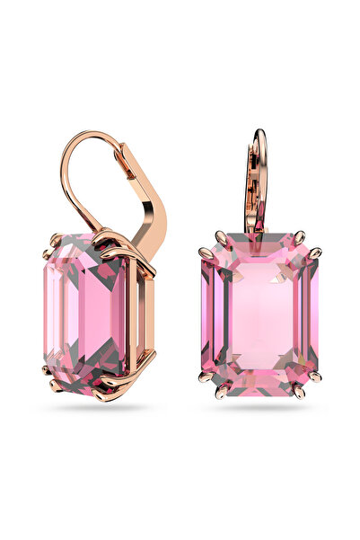 Swarovski Millenia damla küpeler, Sekizgen kesim, Pembe, Pembe altın rengi kaplama