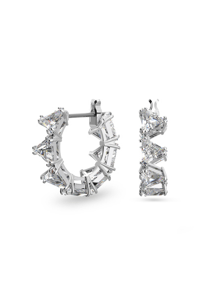 Swarovski Matrix halka küpeler, Beyaz, Rodyum kaplama