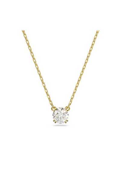 Swarovski Stilla Kolye, Yuvarlak kesim, Beyaz, Altın rengi kaplama