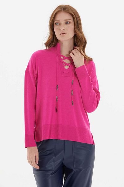 Two Mail Fuchsia Blouse - Lacing Detail