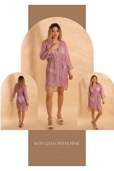 Bonitas Beachwear BONITAS 22124 Μοντέλο Ασημί Κουμπί Pareo - ΡΟΖ