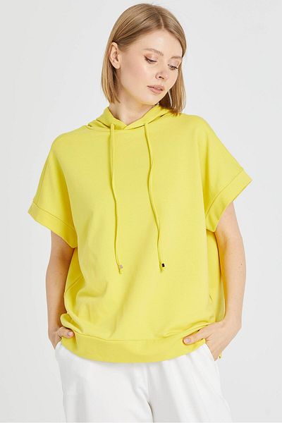 Two Mail Yellow Hooded Sweat Blouse