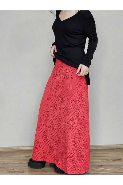 DEEP BEACH Retro Lace Tight-Fitting Maxi Skirt