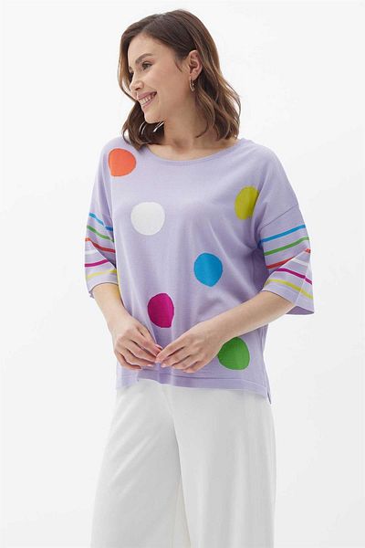 Two Mail Lilac Striped Point Blouse