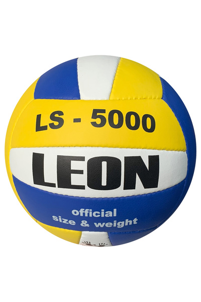 By Leon 1982 كرة طائرة ليون LS5000 باللونين الأزرق والأبيض - مخيطة يدويًا