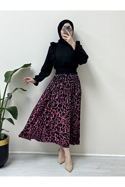 Modamorfo Digitálně potištěná plisovaná sukně - fuchsiová