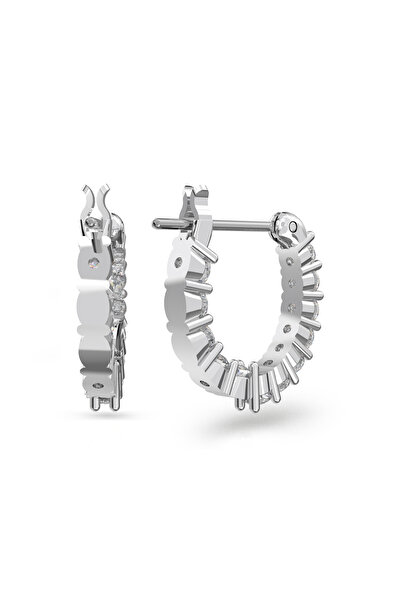 Swarovski Matrix Vittore halka küpeler, Yuvarlak kesim, Beyaz, Rodyum kaplama