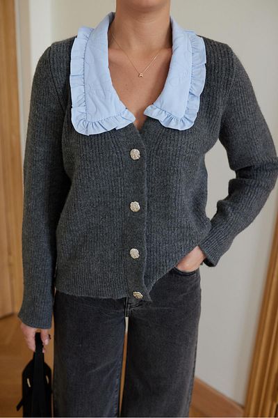 Askı Nişantaşı Smoked Baby Collar Basic Cardigan