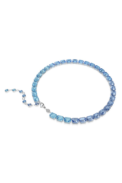 Swarovski Millenia Tennis kolye, Sekizgen kesim, Renk geçişli, Mavi, Rodyum kaplama