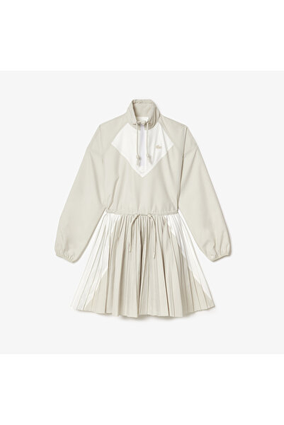 Lacoste Kadın Relaxed Fit Uzun Kollu Yarım Fermuarlı Gri Elbise