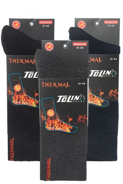 TOLIN Men's 3-Piece Thermal (Termal) Mixed Color Socks Set 19408