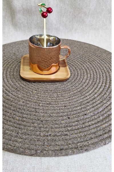 MODA kahverengi beyaz detaylı cıft taraflı amerıkan servis / supla