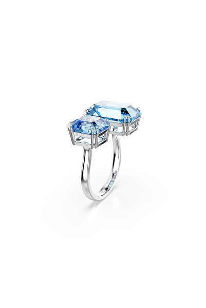 Swarovski Millenia Açık Yüzük, Sekizgen kesim, Mavi, Rodyum kaplama