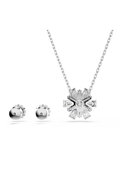 Swarovski Idyllia Set, Karışık kesimler, Kar tanesi, Beyaz, Rodyum kaplama