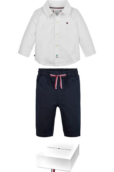 Tommy Hilfiger طقم ملابس أطفال حديثي الولادة باللون الأزرق مكون من قطعتين