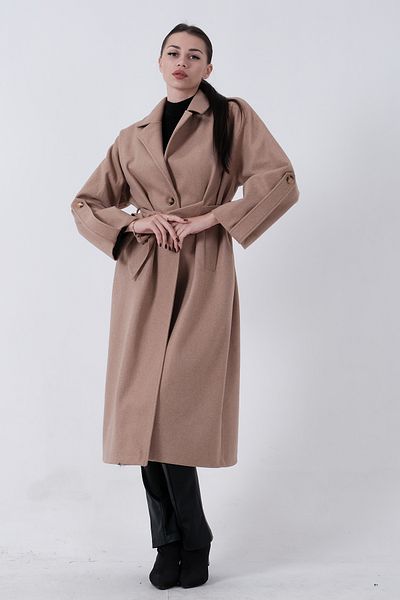 Feminist Πλεκτό Παλτό Milk Brown Oversize - Μπροστινά κουμπιά 0108081