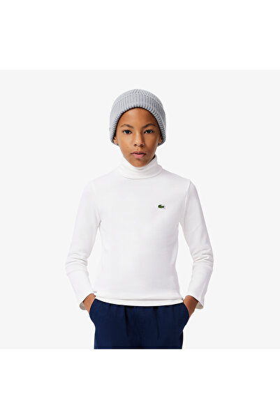 Lacoste Çocuk Uzun Kollu Boğazlı Yaka Beyaz T-Shirt