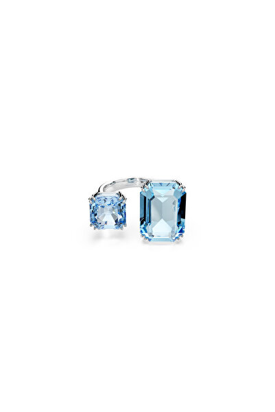 Swarovski Millenia Açık Yüzük, Sekizgen kesim, Mavi, Rodyum kaplama