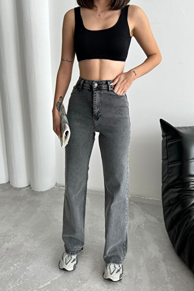 mooishan Ženske Visok struk Elastično Široke nogavice Palazzo dimljene farmerke