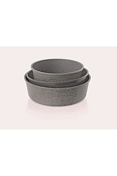 NEOFLAM ,Midas,Round Ovenware Set of 3pcs,non stick cast Aluminum,(Round 24,26,28 CM),Gray Marble