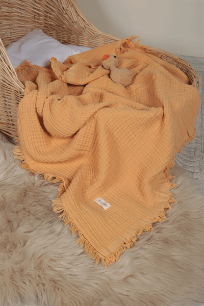 Müslingo 4 Layer Muslin Blanket - 90X120 Cm, Tassel, Ze4Layer