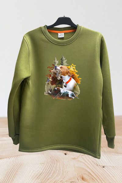WİDİ Hunting Hunting - English Pointer Printed, 100% βαμβακερό φούτερ με λαιμόκοψη