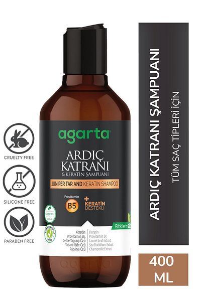 Agarta Juniper Tar and Keratin Shampoo - 400 Ml Anti-Hair Eczema and Anti-Shedding Dandruff