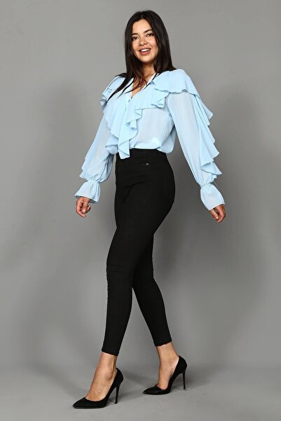 mooishan Γυναικείο Skinny Jean με ψηλή μέση μαύρο