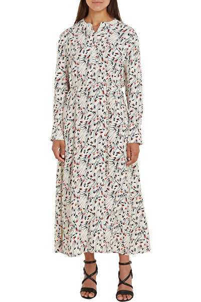 Tommy Hilfiger Ribbon Print Long Sleeve Midi Dress