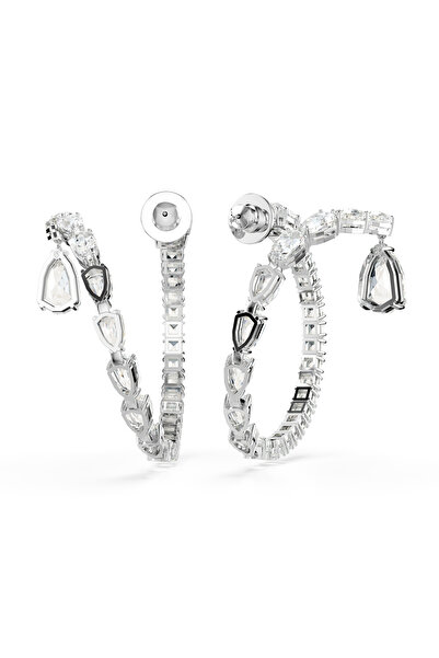 Swarovski Matrix halka küpeler, Karışık kesimler, Beyaz, Rodyum kaplama