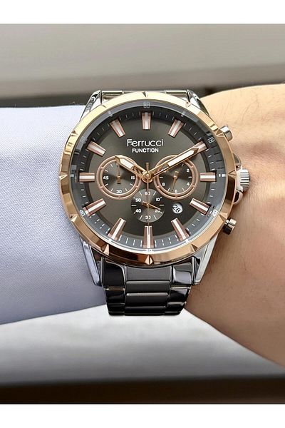 Ferrucci Men's Functions Active Steel Band Wrist Watch
