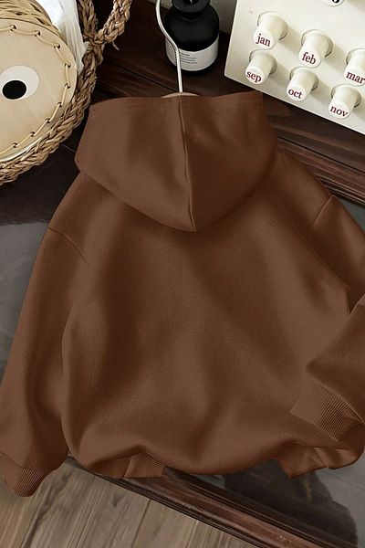 Know Unisex 3 Thread Brown Oversize Brooklyn Usa New York Printed Hooded Sweatshirt Hoodie