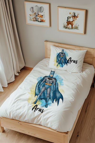 Lilabio İsme Özel Tek Kişilik %100 Pamuk Nevresim Takımı (160X220 CM) Batman