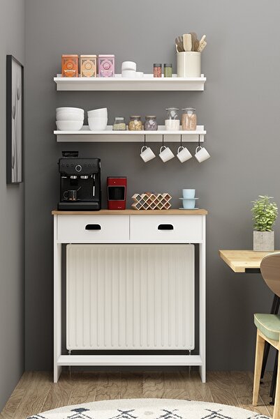 Avmpark Vira 90 Cm ( 70 Cm Ve 84 Cm Petekler Için ) Petek Üstü Kahve Köşesi Çok Amaçlı Raf Sepet Beyaz