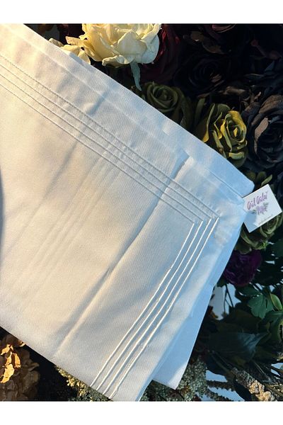 Gül Güler White Table Tape with Ribs Stitching 50*180 cm