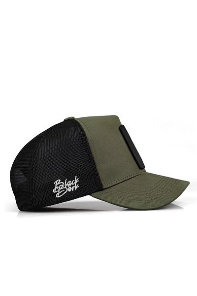 BlackBörk V1 Λούκανος Λογότυπο Χακί-μαύρο Καπέλο Trucker