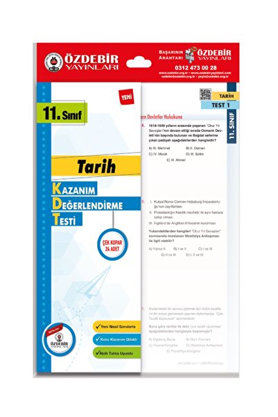 Özde Bir Yayınları 11.sınıf Tarih Yaprak Test Özdebir-020