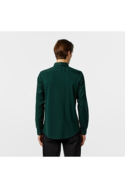 Lacoste Erkek Slim Fit Düğmeli Yaka Koyu Yeşil Gömlek