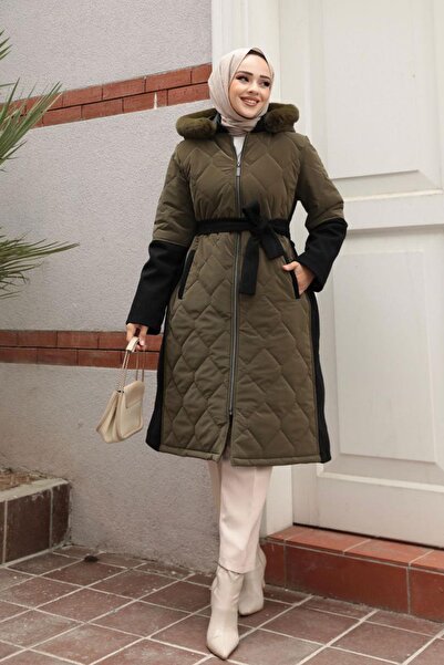 dk denemekabini Green Stamp Nova - Design Coat, Hood and Belt Detail