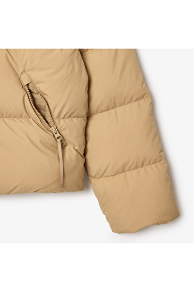 Lacoste Kadın Relaxed Fit Kapüşonlu Kahverengi Şişme Mont