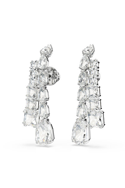 Swarovski Matrix damla küpeler, Karışık kesimler, Beyaz, Rodyum kaplama