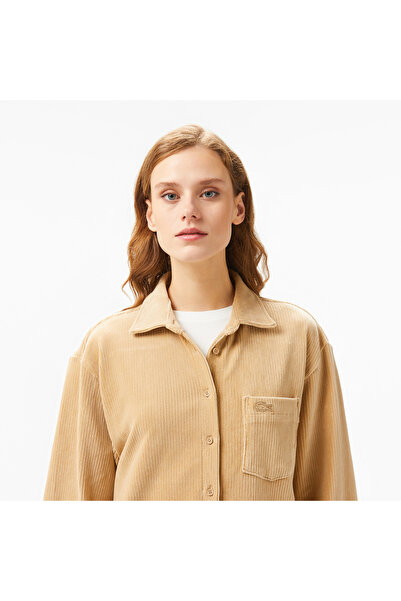 Lacoste Kadın Loose Fit Kahverengi Gömlek