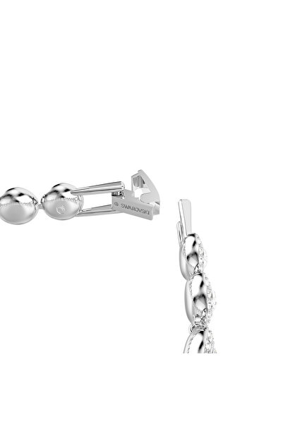 Swarovski Una Tennis bileklik, Yuvarlak kesim, Beyaz, Rodyum kaplama