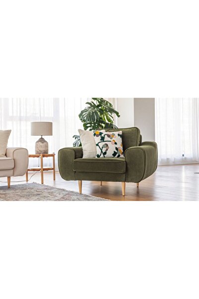 Normod Klem Tekli Koltuk Ahşap Ayak - Kadife